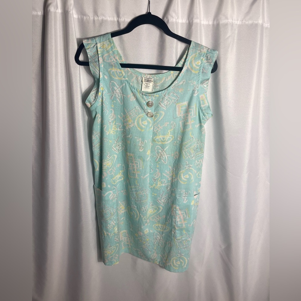 Vintage Gilligan & O’Malley Sleeveless House Dress Abstract Pastel Print U.S.A.